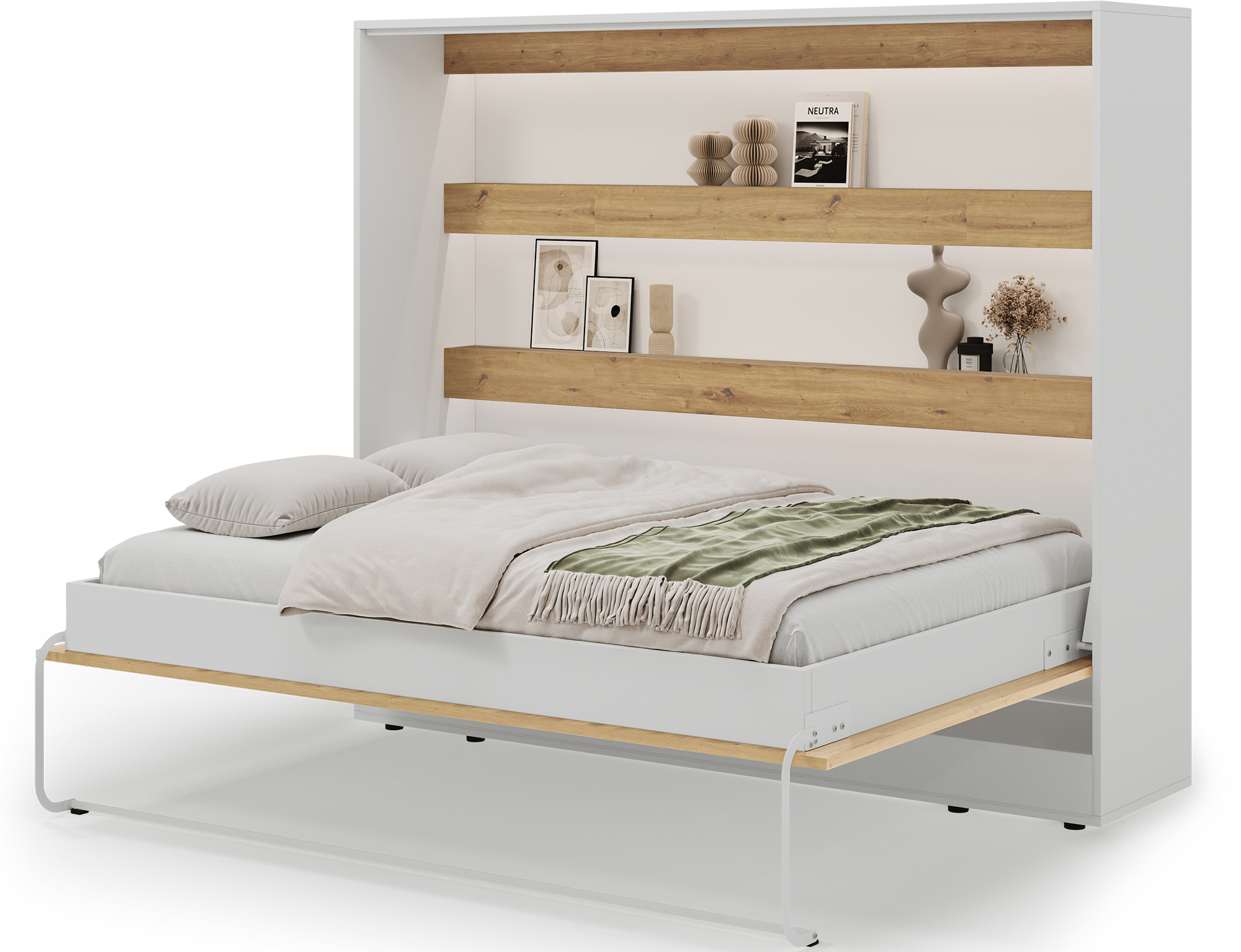 Devesto Sklápacia posteľ Horizontálna 140 Dub Artisan LED