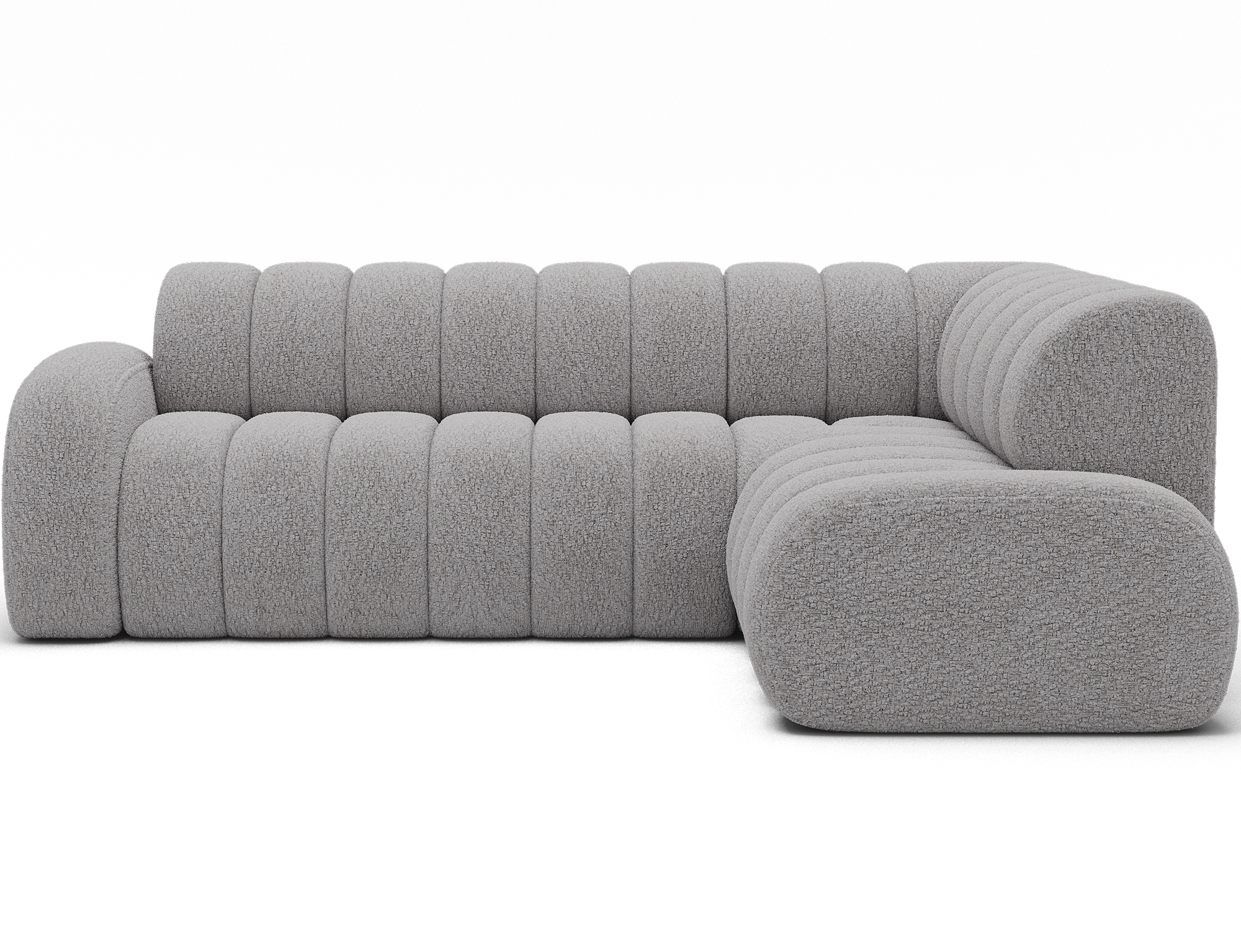 Rohová sedačka Villeo s funkciou spania a výsuvným sedadlom, sivá Chenille, pravostranná